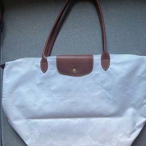 White Longchamp le pliage large tote